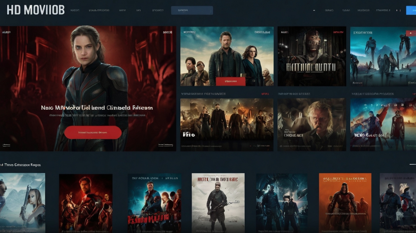 HD Movies Hub interface showing movie thumbnails in high resolution